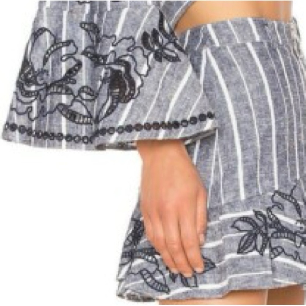 Parker Navy and White Off the Shoulder Striped Top